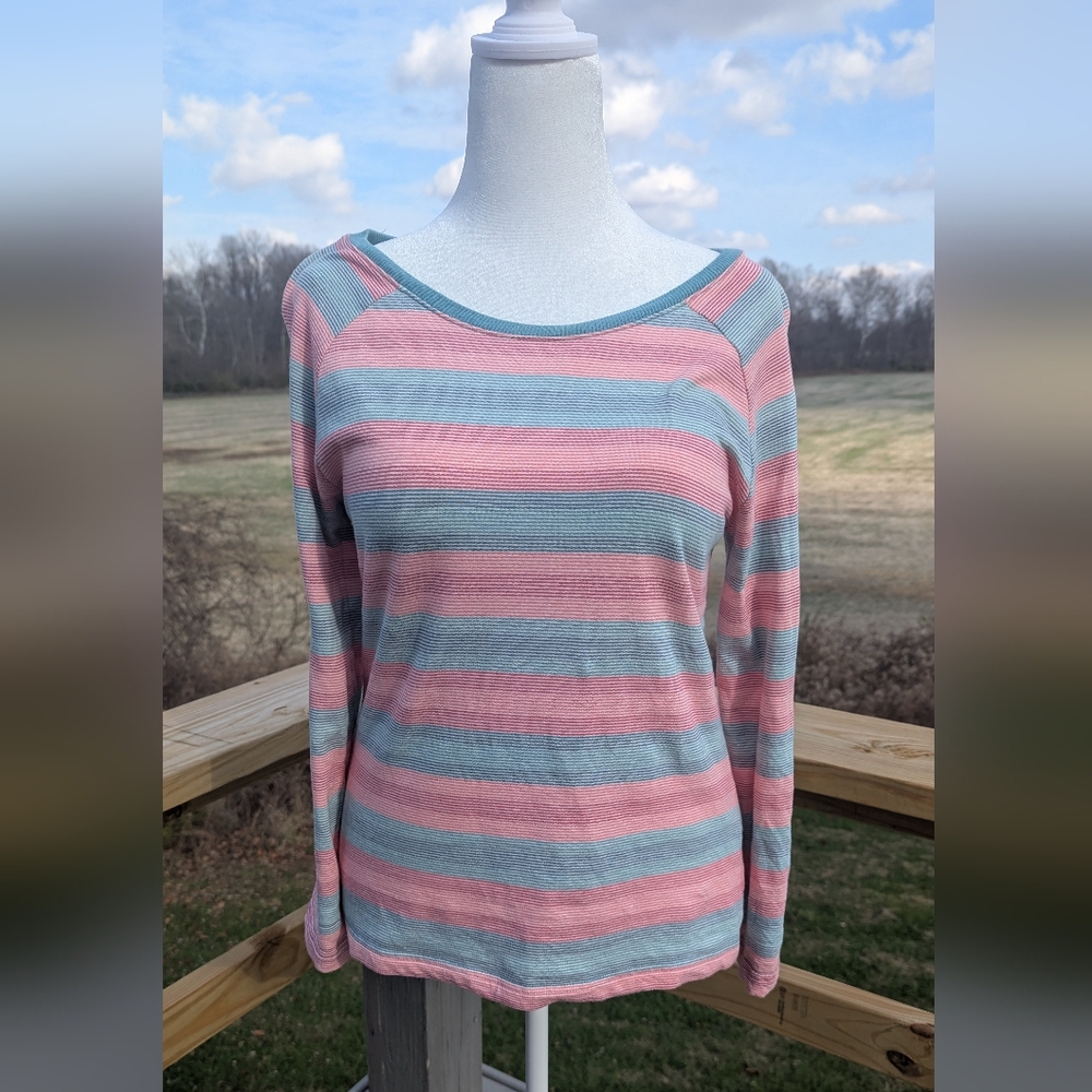 Seasalt Cornwall Organic Cotton Round Island Top UK Size 8/US Size 4/6 Stripes